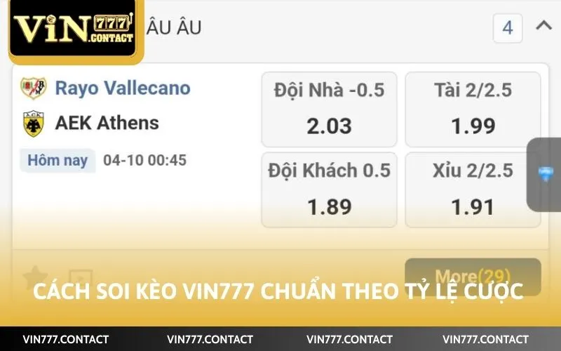 Cách Soi Kèo Vin777 Chuẩn Xác Nhất Dành Cho Tân Thủ 3 Cách soi kèo Vin777 chuẩn theo tỷ lệ cược