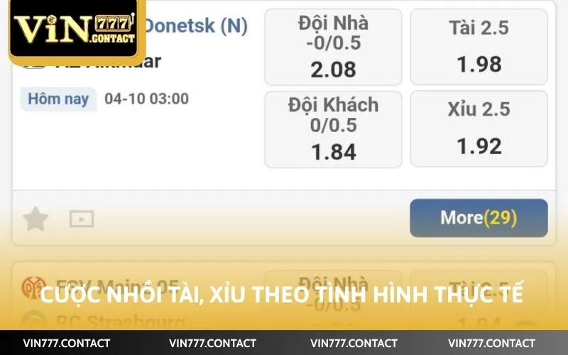 Cách Soi Kèo Vin777 Chuẩn Xác Nhất Dành Cho Tân Thủ 4 Cược nhồi tài, xỉu theo tình hình thực tế