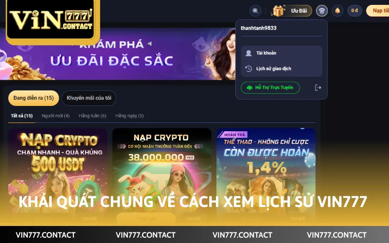 Cách Xem Lịch Sử Vin777 - Kiểm Tra Biến Động Giao Dịch 2 Khái quát chung về cách xem lịch sử Vin777