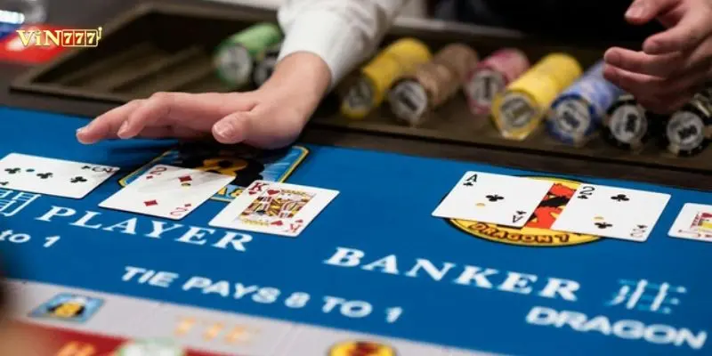Chiến thuật Baccarat bất bại Vin777: Tư duy và phương pháp đặt cược thực chiến 2 Giao diện bàn cược Baccarat trực tuyến tại nhà cái Vin777 với các cửa đặt rõ ràng.